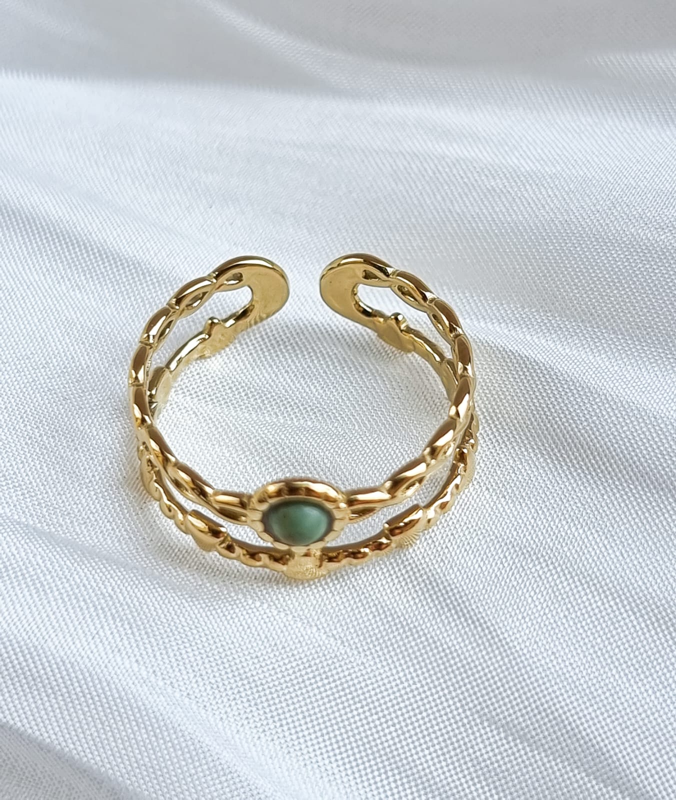 Adjustable Double Turquoise Stone Ring