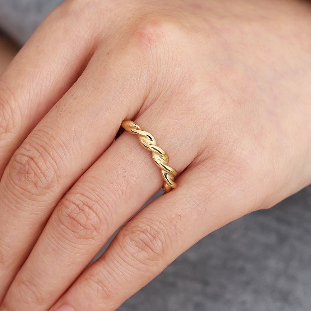 Thin Gold Ring with Adjustable Braided Design