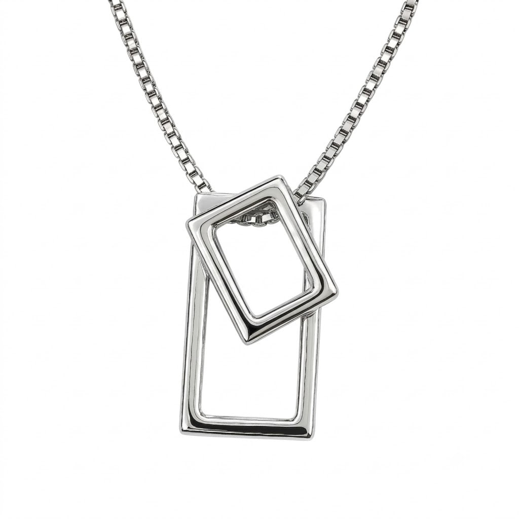 Colar Feminino para Homens com Pingente Duplo de Formas Geométricas
