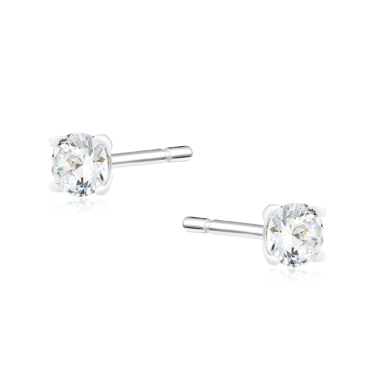 925 Sterling Silver Stud Earrings with 3mm Brilliant Cubic Zirconia - 3rd piercing
