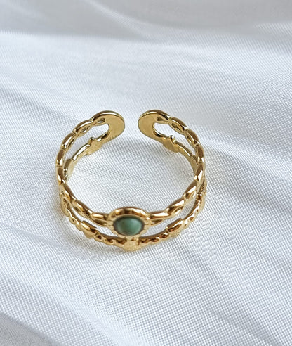 Adjustable Double Turquoise Stone Ring