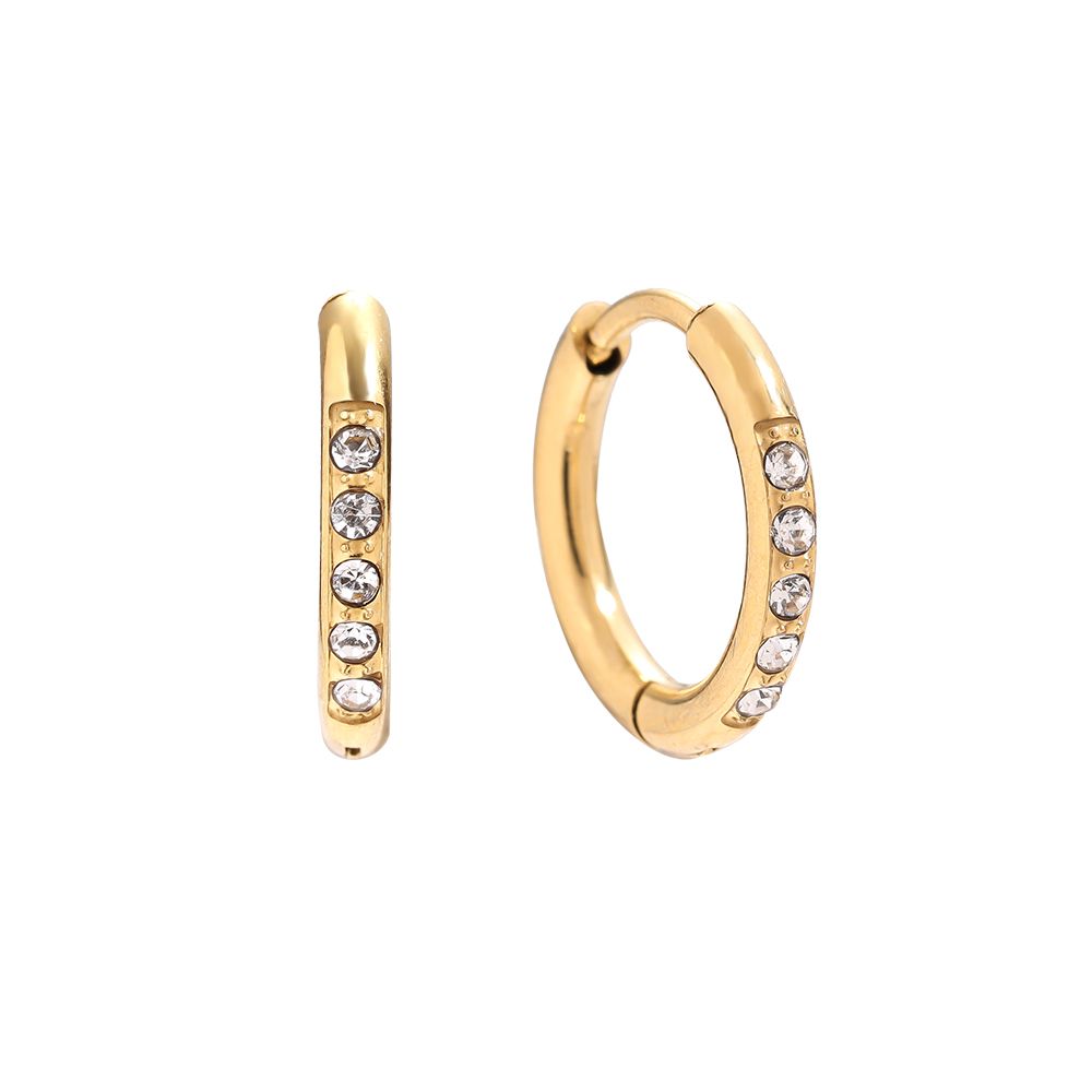 Small Hoop Earrings with 8mm Cubic Zirconia