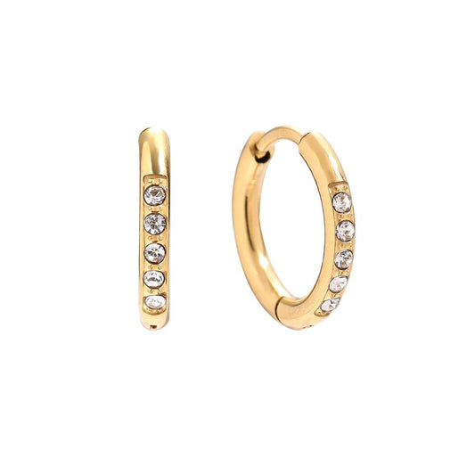 Small Hoop Earrings with 8mm Cubic Zirconia