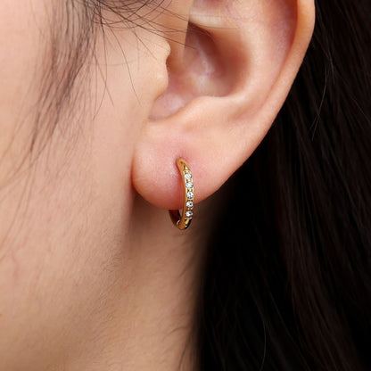 Small Hoop Earrings with 8mm Cubic Zirconia