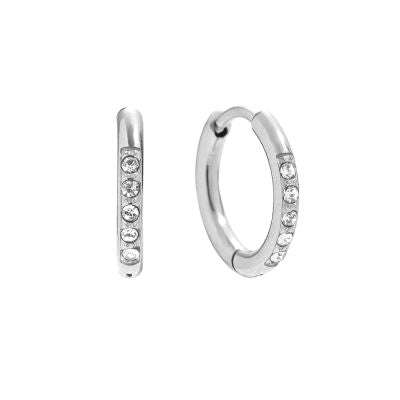 Small Hoop Earrings with 8mm Cubic Zirconia