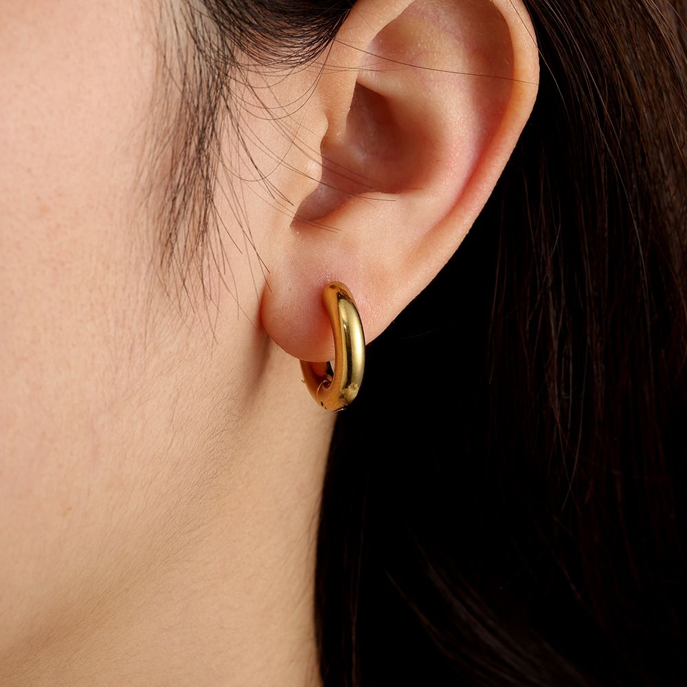 Gold Plated Smooth Round Hoop Earrings