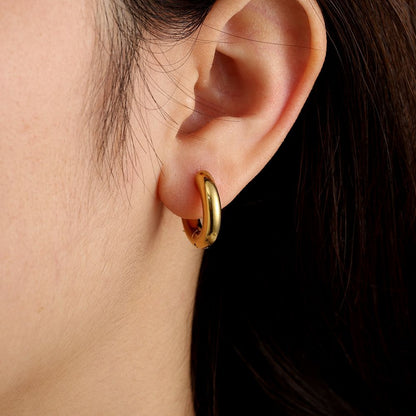 Gold Plated Smooth Round Hoop Earrings