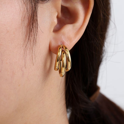 Modern Triple Hoop Earrings