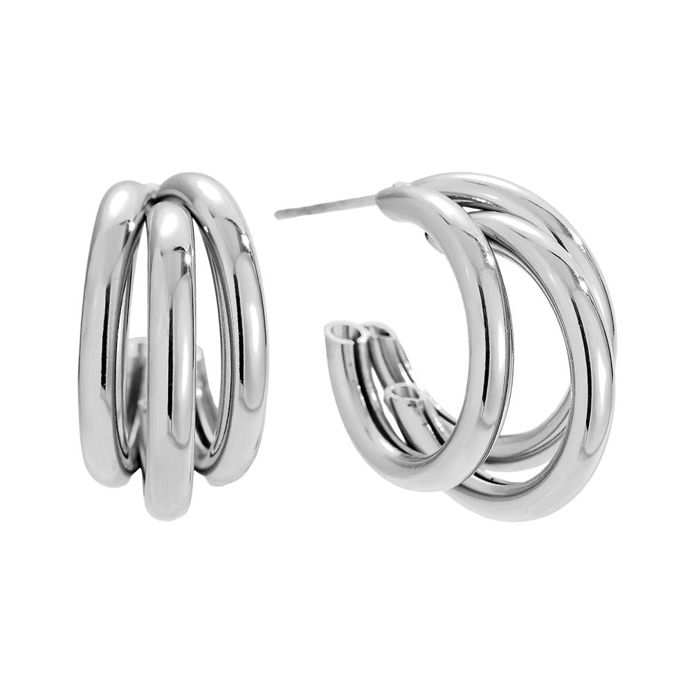 Modern Triple Hoop Earrings