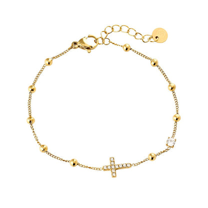 Cross Bracelet Studded with Cubic Zirconia