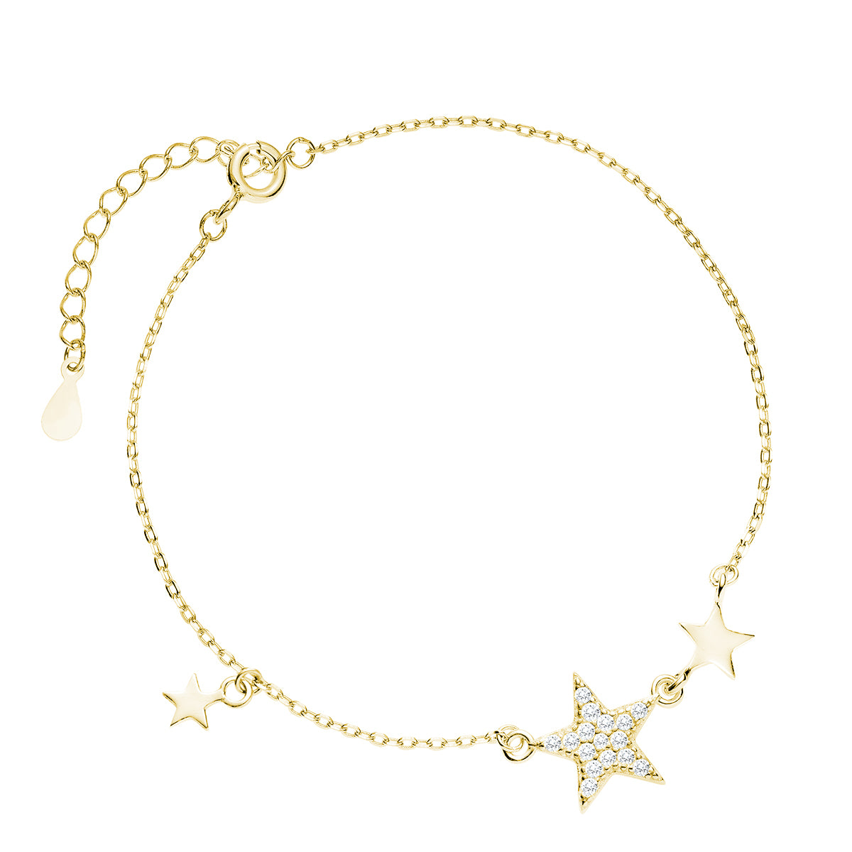 Bracelet with studded stars and small stars.