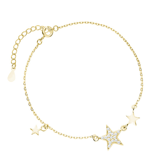 Bracelet with studded stars and small stars.