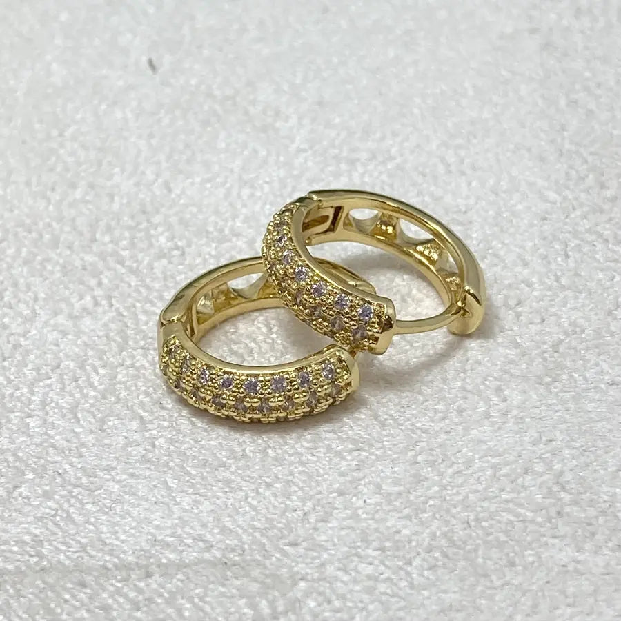 Gold-Plated Hoop Earrings with Pave Setting