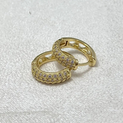 Gold-Plated Hoop Earrings with Pave Setting