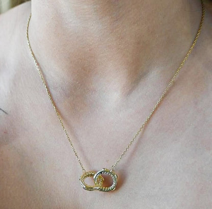 Zirconia Intertwined Hoop Necklace