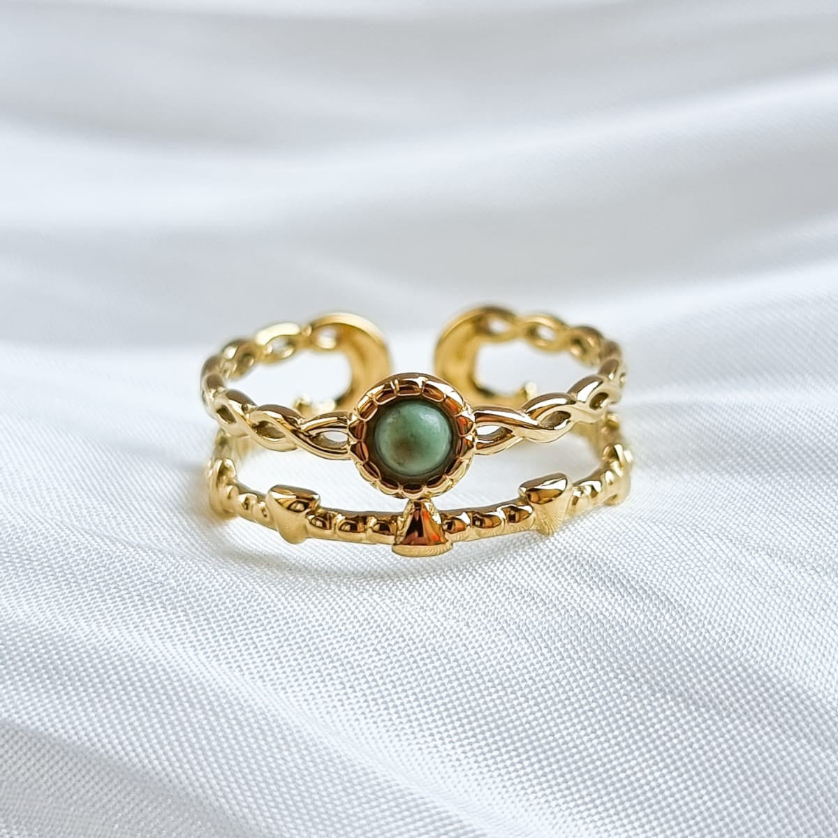 Adjustable Double Turquoise Stone Ring