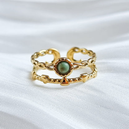 Adjustable Double Turquoise Stone Ring