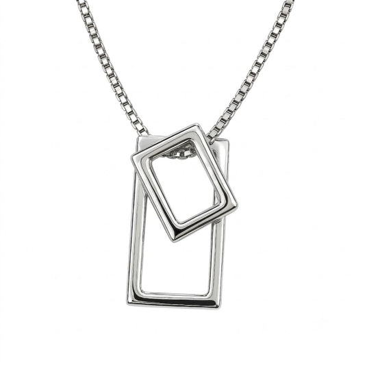Colar Feminino para Homens com Pingente Duplo de Formas Geométricas