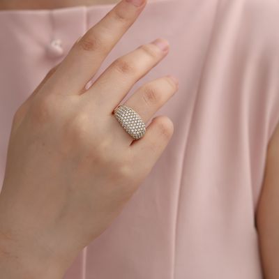 Adjustable Gold Ring with Cubic Zirconia