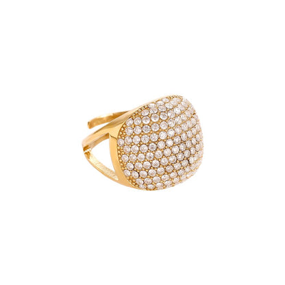 Adjustable Gold Ring with High-Shine Cubic Zirconia