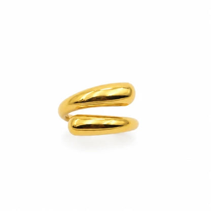 Anel Feminino Dourado Ajustável em Aço com Design Minimalista