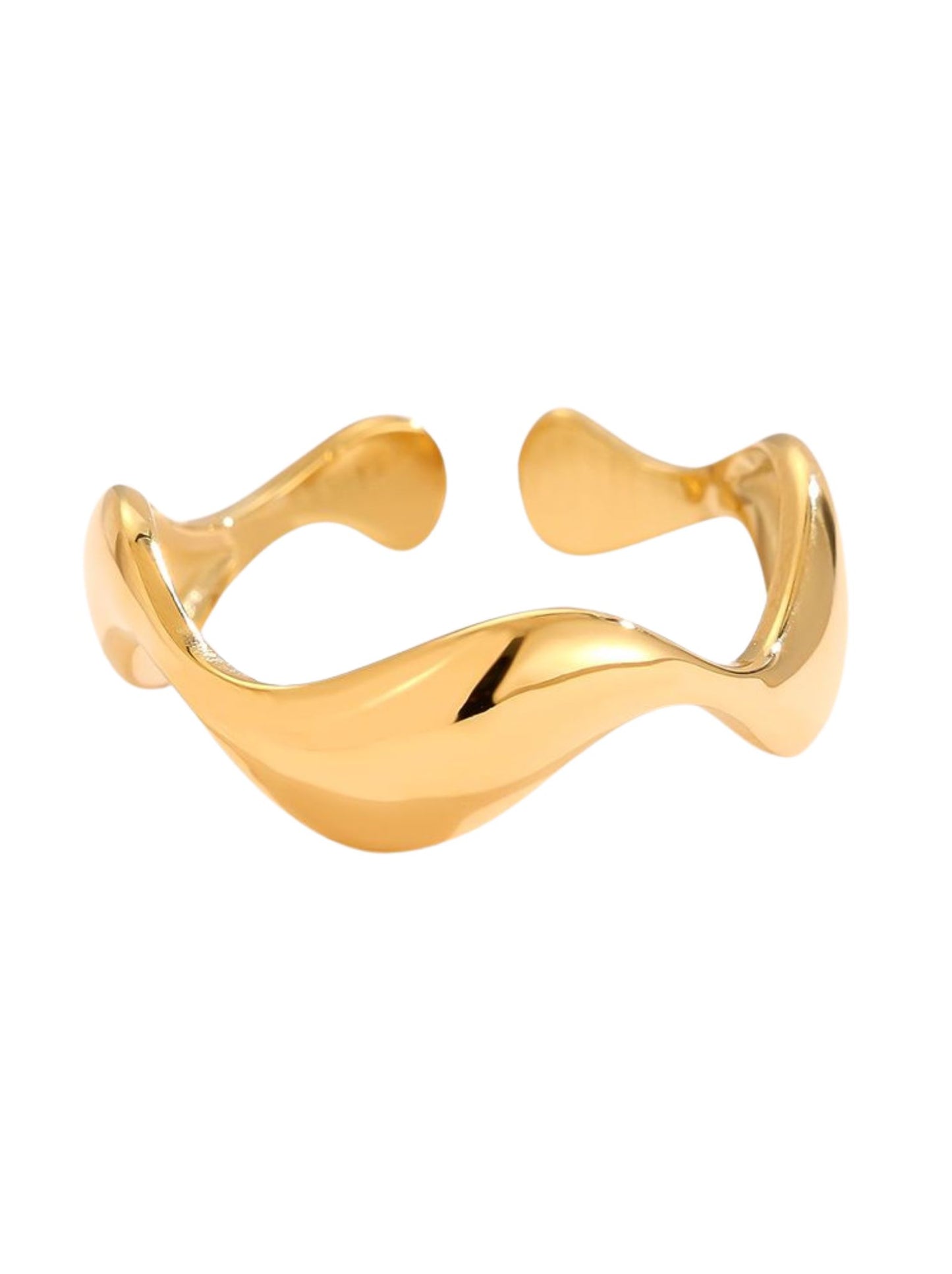 Adjustable Wave Ring Plated in 18k Gold