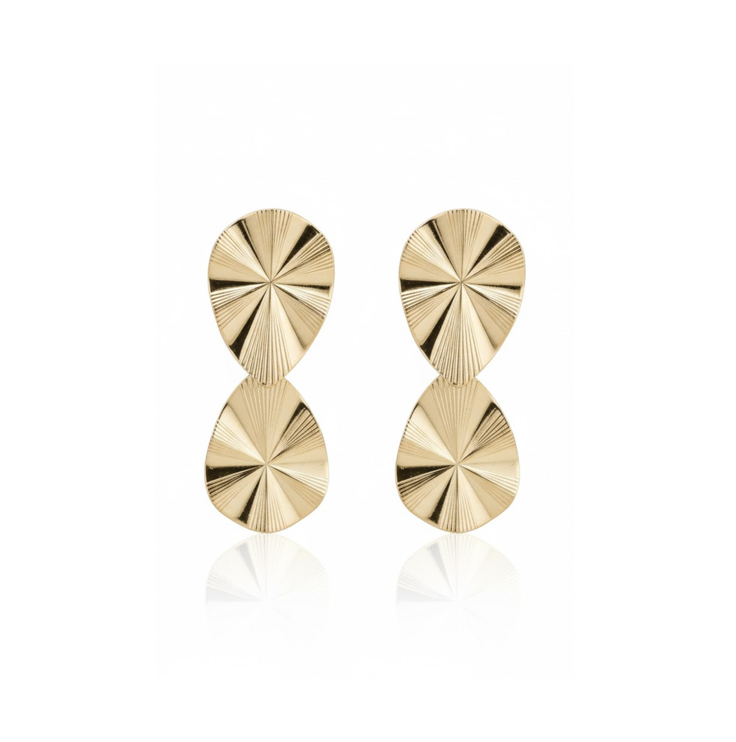 Two Drop Earrings with Frilled Detail, Gold-Plated Costume Jewelry