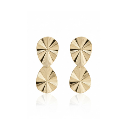 Two Drop Earrings with Frilled Detail, Gold-Plated Costume Jewelry