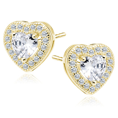 Pink Heart Earrings with Cubic Zirconia