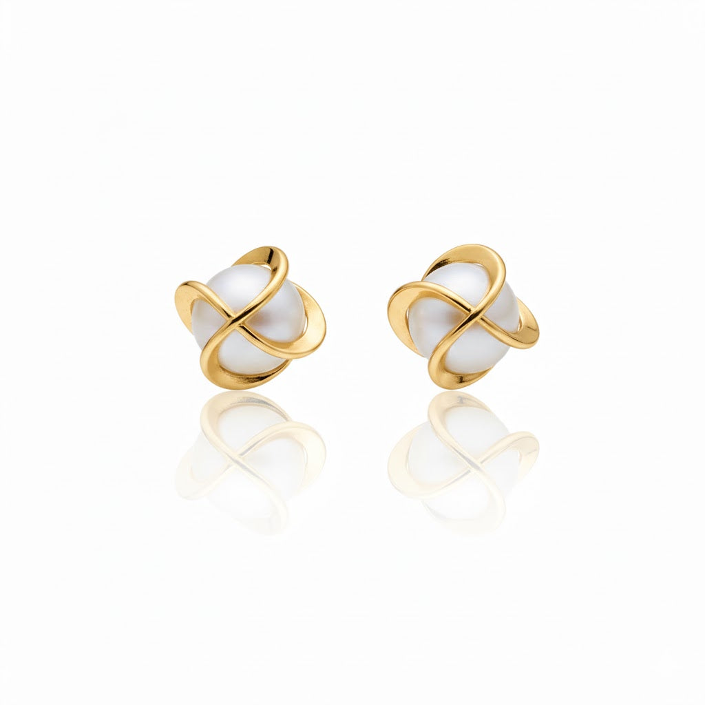 Gold Pearl Capsule Earrings
