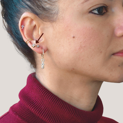 Gold-plated stainless steel earrings with a sparkling cubic zirconia flower.