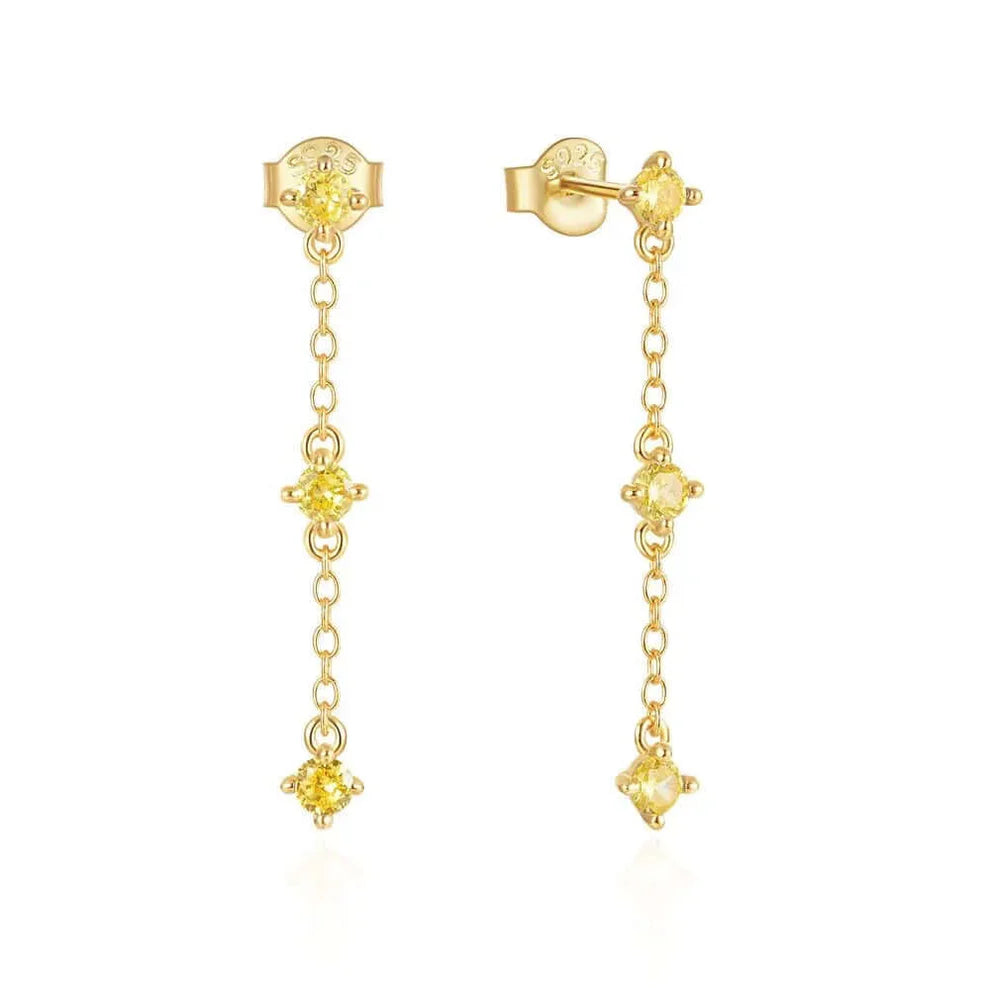 Gold Earrings with Yellow Cubic Zirconia - 2nd Piercing
