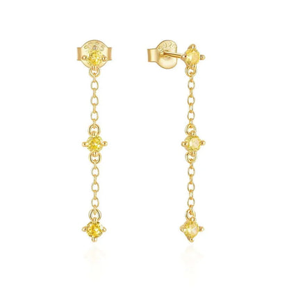 Gold Earrings with Yellow Cubic Zirconia - 2nd Piercing