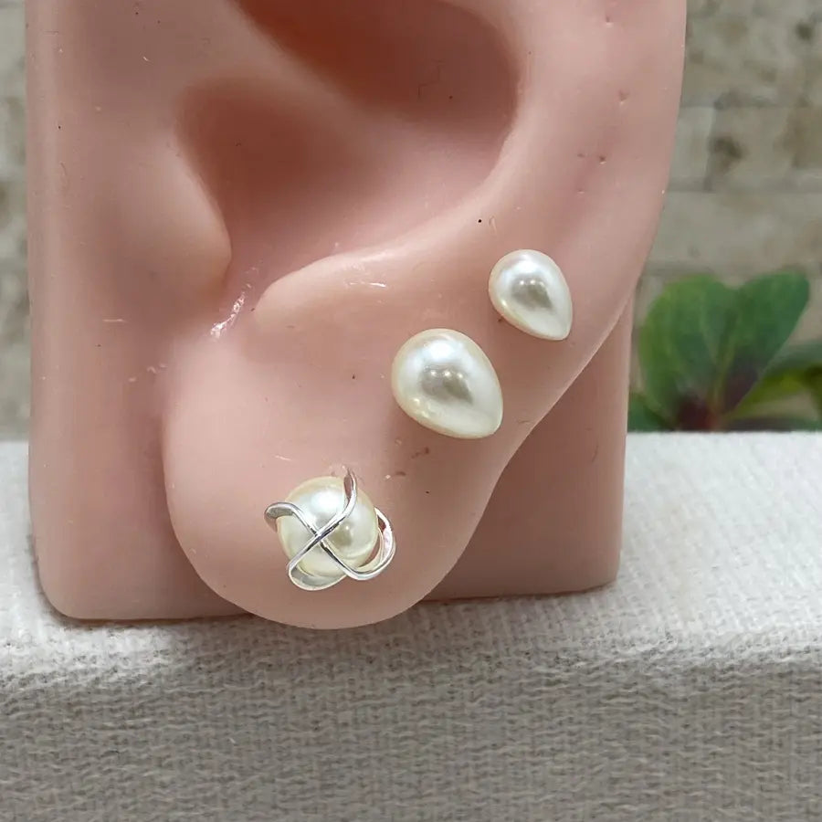 Gold Pearl Capsule Earrings