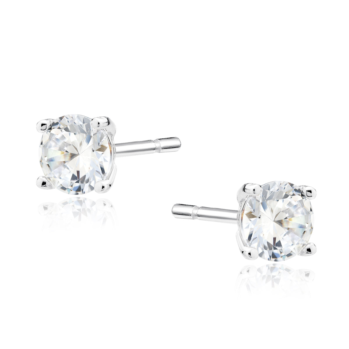 925 Sterling Silver Earrings with 4mm Brilliant Cubic Zirconia Stones - Second Piercing