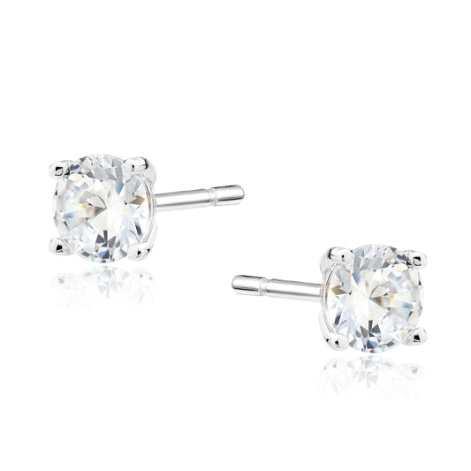 Brincos Prata 925 Pontos de Luz Zircónia Brilhante 4mm - 2º Furo