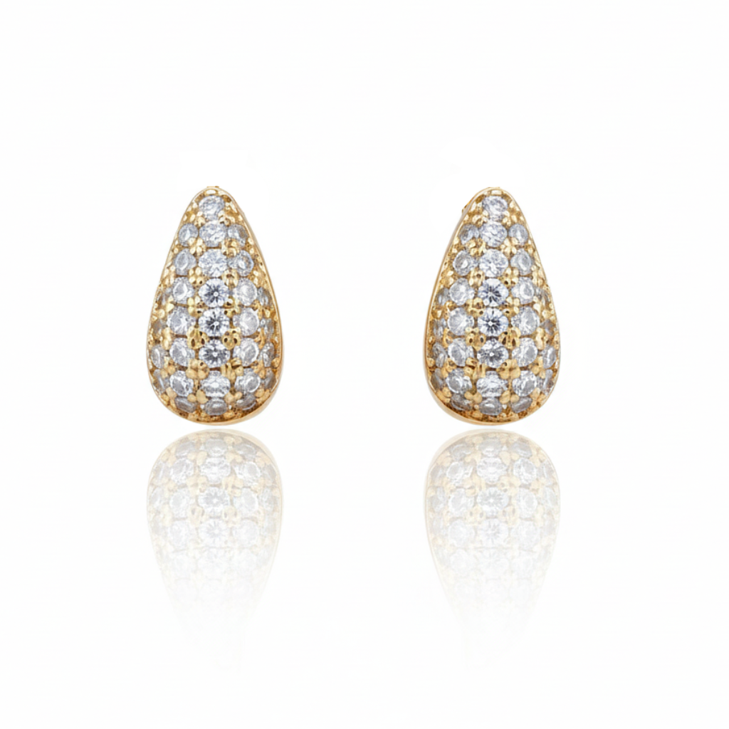 Stainless Steel Drop Earrings with Rhinestone Detail