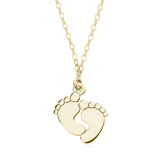 Colar Dourado com Pendente Pézinhos Bebé em banho 14K