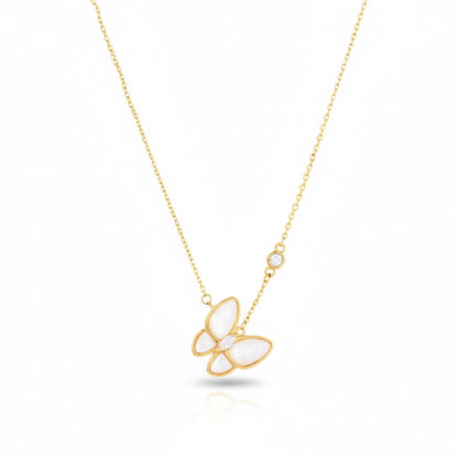 Mother-of-Pearl Butterfly Necklace with Zirconia