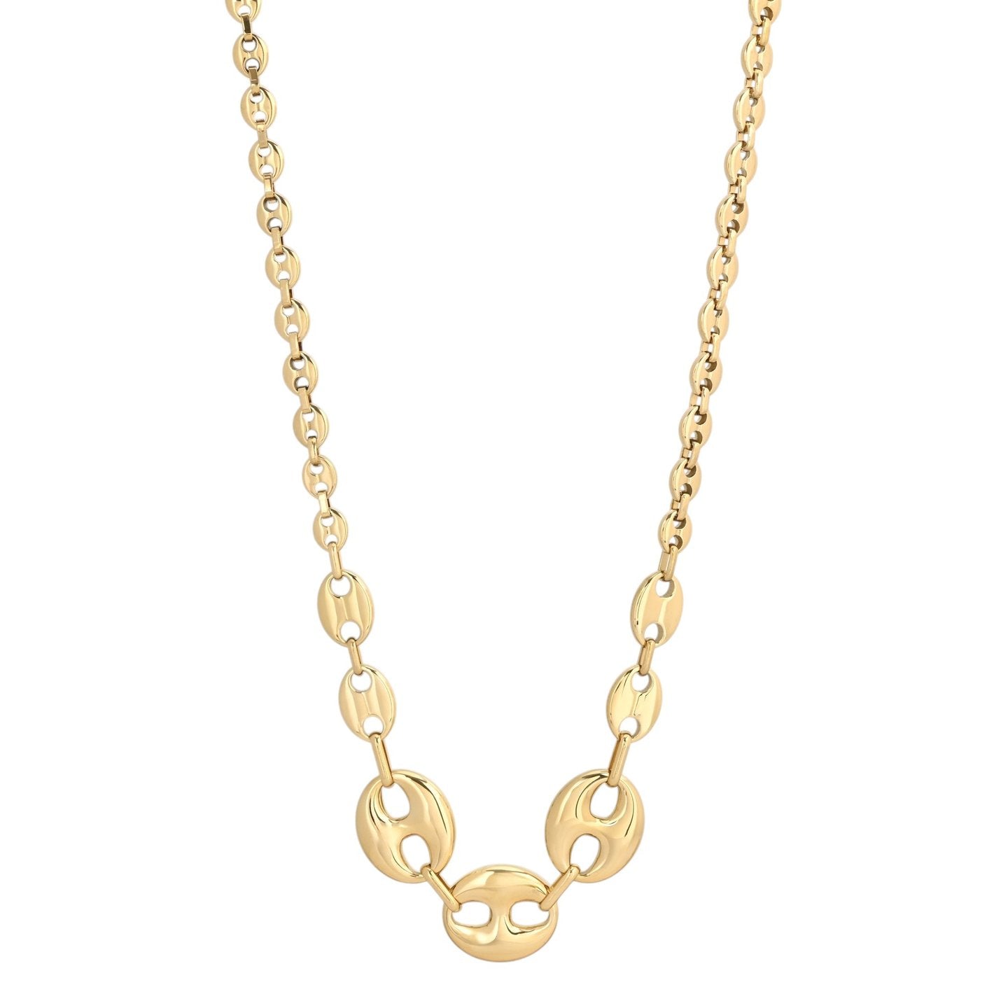 Colar Feminino Dourado com Elos em Design de Grão de Café