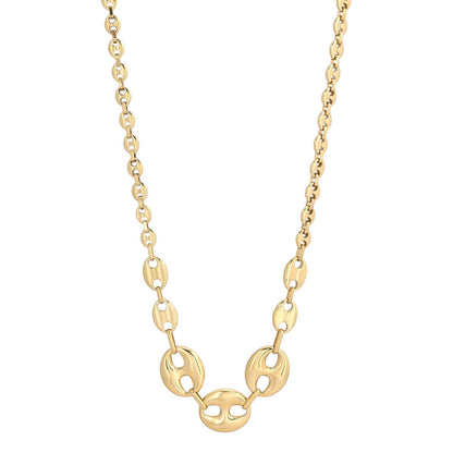 Colar Feminino Dourado com Elos em Design de Grão de Café