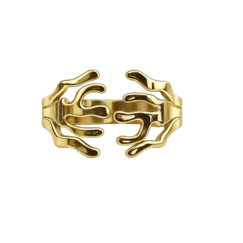 Pulseira Rígida Dourada com Design Orgânico Inspirado em Corais