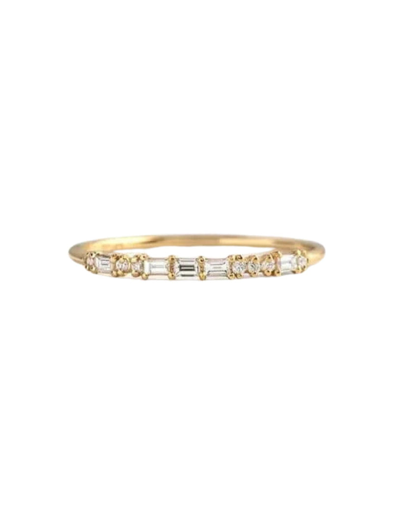 Minimalist Gold Ring with Zirconias in a Line