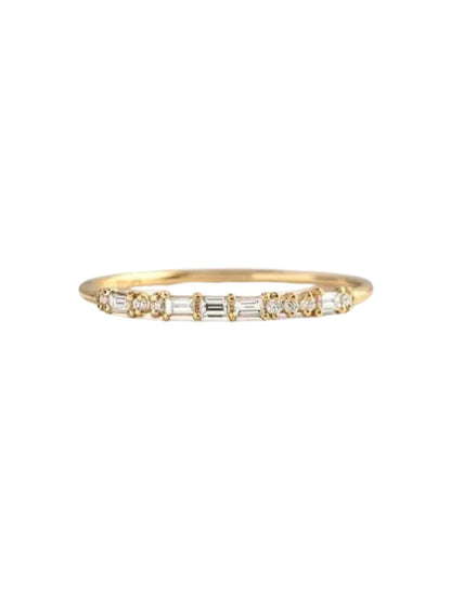 Minimalist Gold Ring with Zirconias in a Line