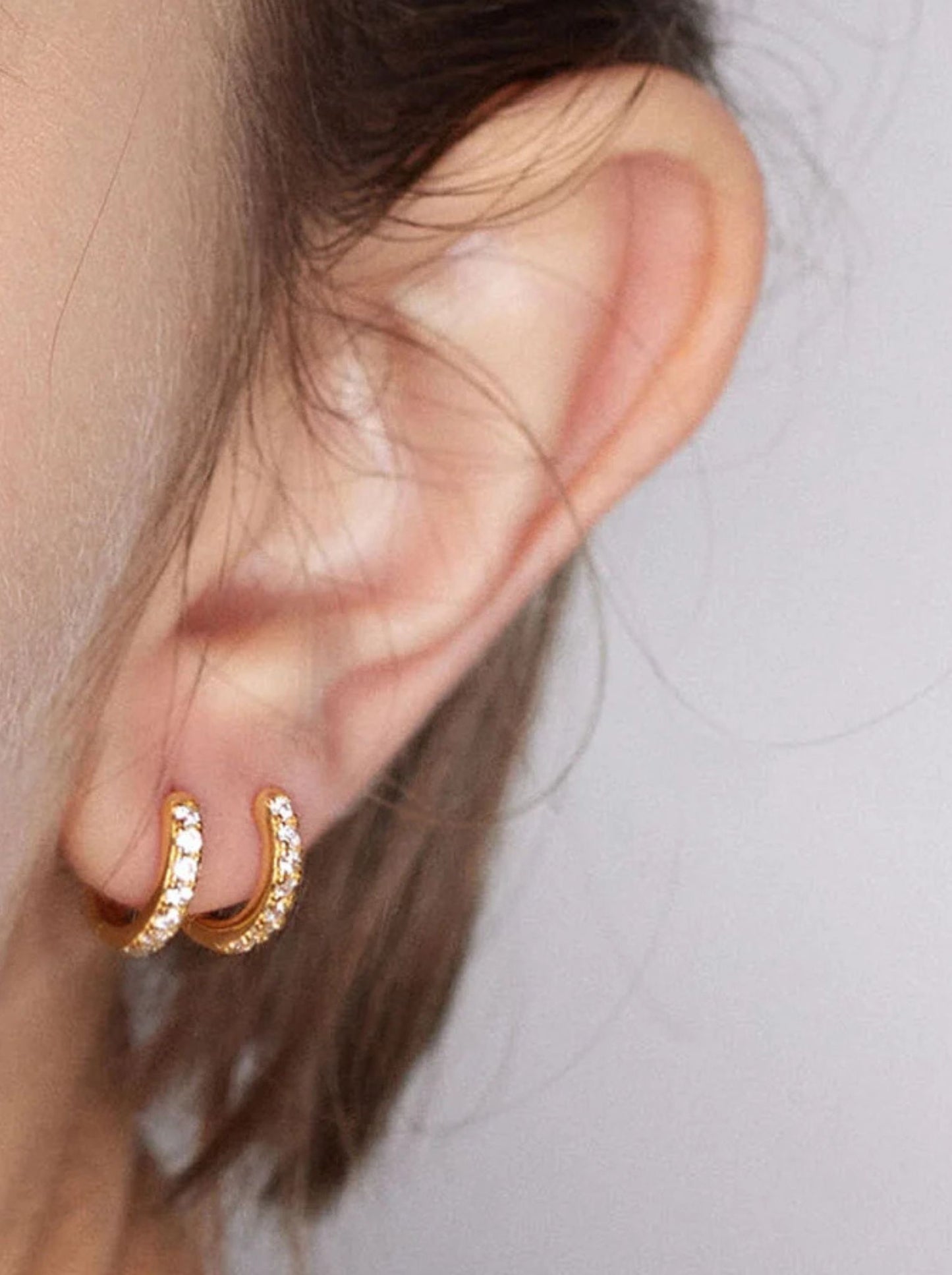 Small Hoop Earrings with 8mm Cubic Zirconia