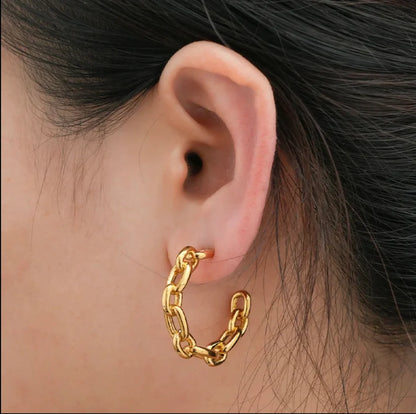 Chain Design Hoop Earrings