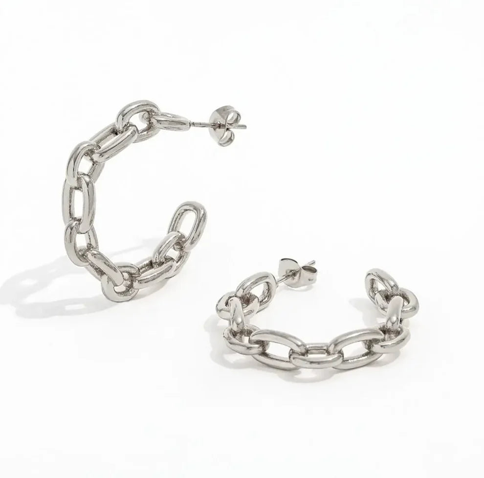 Chain Design Hoop Earrings
