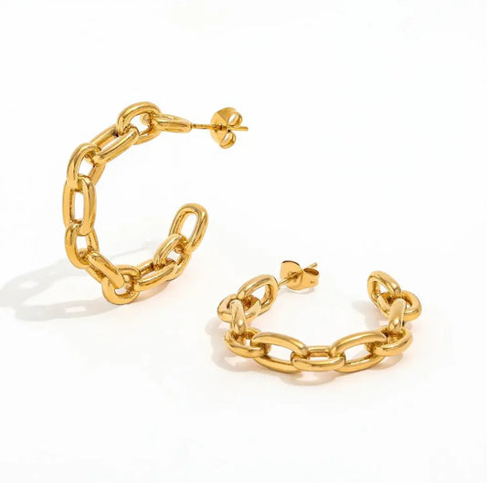 Chain Design Hoop Earrings
