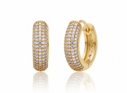 Gold-Plated Hoop Earrings with Pave Setting