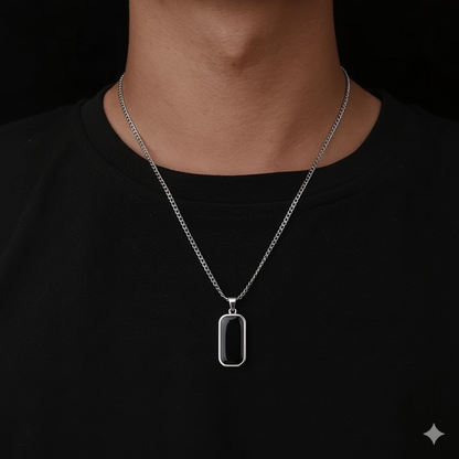 Men's Onyx Stainless Steel Necklace